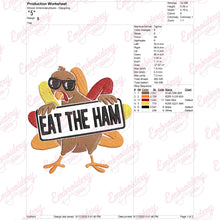 Turkey Eat The Ham Thanksgiving Embroidery Design