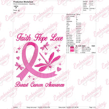 Faith Hope Love Dragonfly Breast Cancer Embroidery Design