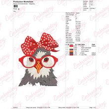 Funny Chicken With Bow And Glasses Embroidery Design