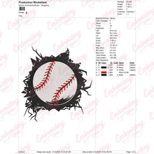 Baseball Cracked Wall Embroidery Design