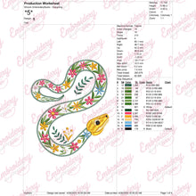 Floral Snake Embroidery Design