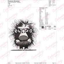 Grumpy Gorilla Embroidery Design