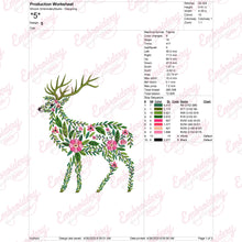 Tropical Leaves And Flowers Deer Embroidery Design