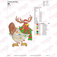 Christmas Chicken With Antlers Embroidery Design