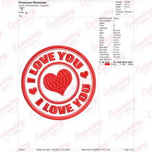 I Love You Valentine's Day Embroidery Design