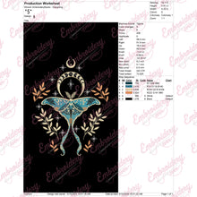 Mystical Moth and Moon Phases Embroidery Design