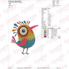 Crazy Colorful Bird Machine Embroidery Design