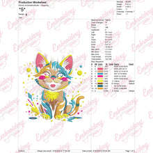 Colourful Artistic Cat Embroidery Design
