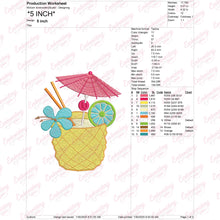 Pineapple Fruit Cocktail Summer Embroidery Design