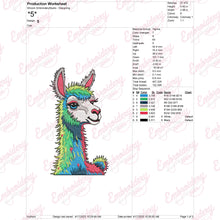 Colorful Llama Embroidery Design