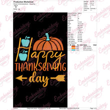 Happy Thanksgiving Saying Embroidery Design