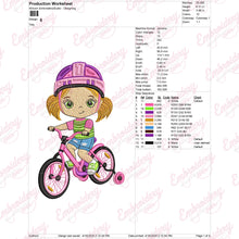 Cute Girl Riding a Bicycle Embroidery Design