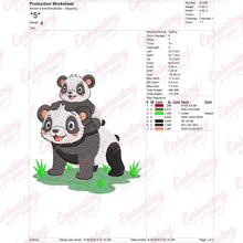 Cute Mother And Baby Panda Embroidery Design