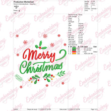 Merry Christmas Lettering Embroidery Design