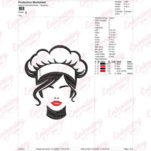 Beautiful Female Chef Face Embroidery Design
