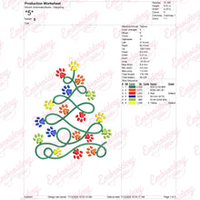 Paw Print Christmas Tree Embroidery Design