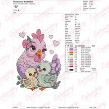 Chicken Family Embroidery Design