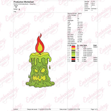 Halloween Candle Monster Embroidery Design