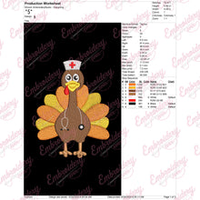 Turkey Nurse Thanksgiving Embroidery Design