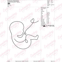 Baby In The Womb Line Art Embroidery Design