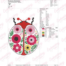 Colorful Botanical Ladybug Embroidery Design