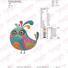 Elegant Colorful Bird Embroidery Design