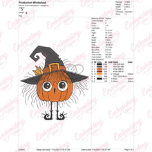 Pumpkin Witch Hat Halloween Embroidery Design