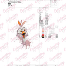 Surprised Chicken Embroidery Design