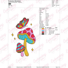 Mushroom With Butterflies Embroidery Design