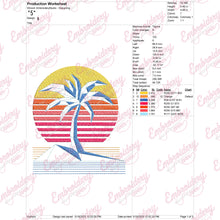 Colorful Sunset Palm Tree Embroidery Design