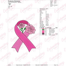 Pink Awareness Ribbon Flower Embroidery Design