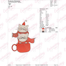 Christmas Cat Nap In A Mug Embroidery Design