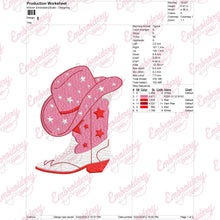 Pink Star Cowgirl Boots Embroidery Design
