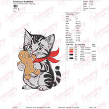 Christmas Cat Eating Gingerbread Embroidery Design