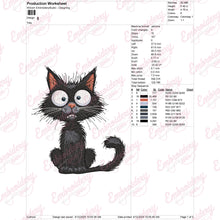 Crazy Black Cat Embroidery Design