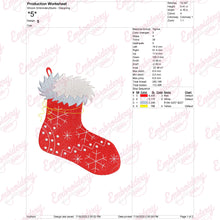 Red Christmas Stocking Embroidery Design