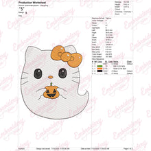 Hello Kitty Ghost Halloween Embroidery Design