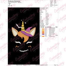 Halloween Witch Unicorn Face Machine Embroidery Design