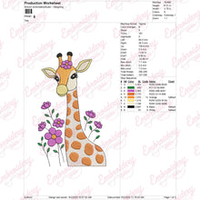 Giraffe with Flowers Machine Embroidery Design