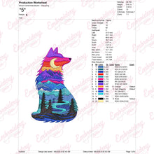 Colorful Wolves Embroidery Design