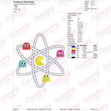 Pac Man Atom Embroidery Design