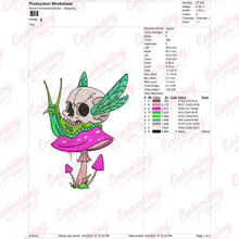 Skull Snail On Mushroom Embroidery Design