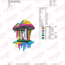 Colorful Mashroom Embroidery Design