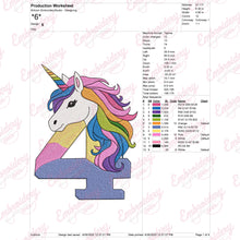 Unicorn Number 4th Birthday Embroidery Design