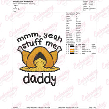 Stuff Me Daddy Thanksgiving Turkey Dinner Embroidery Design