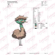 Cute Ostrich Bird Embroidery Design