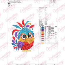 Colorful Owl Bird Embroidery Design