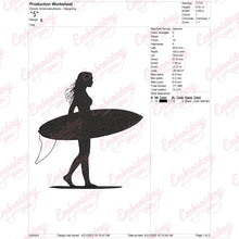 Surfer Girl Embroidery Design