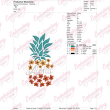 Aloha Pineapple Embroidery Design