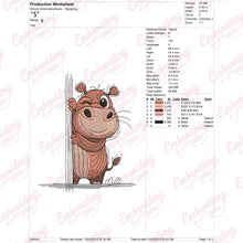 I Peeking You Hippo Embroidery Design